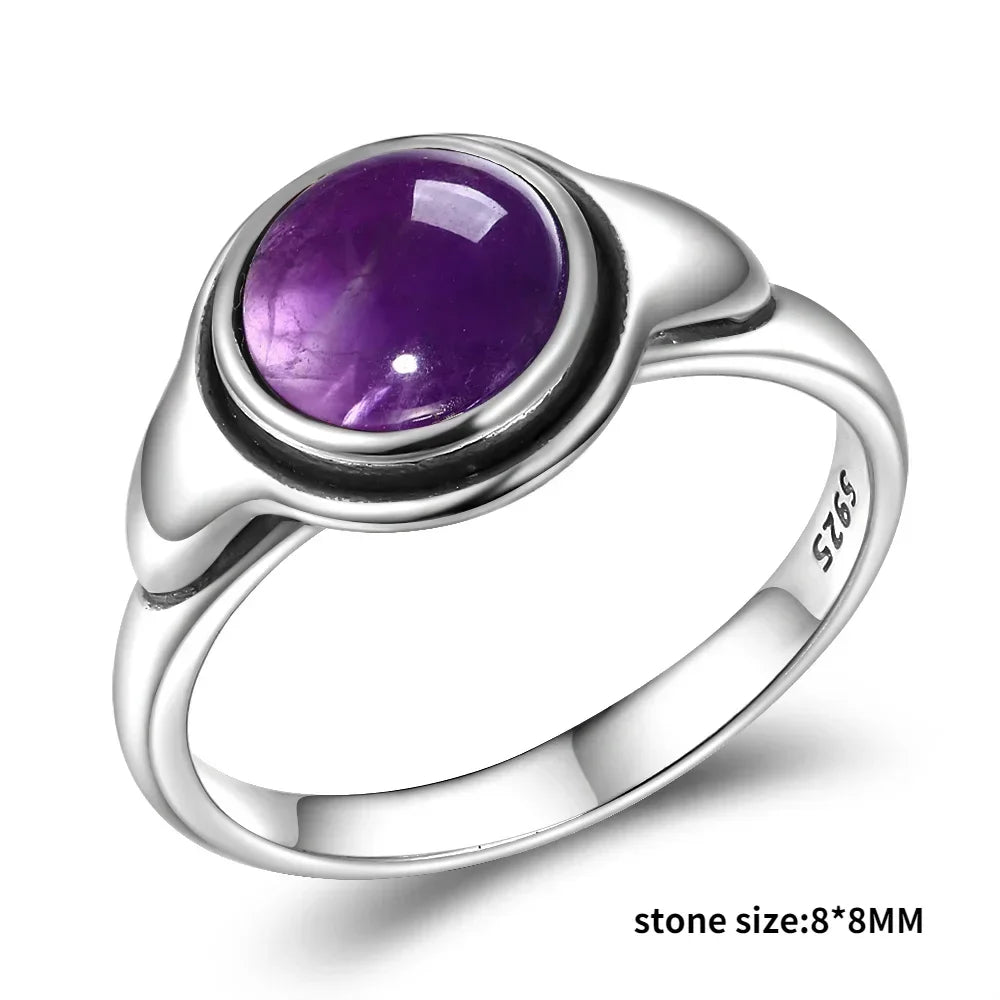 Bague Vintage en Améthyste Naturelle, Argent S925