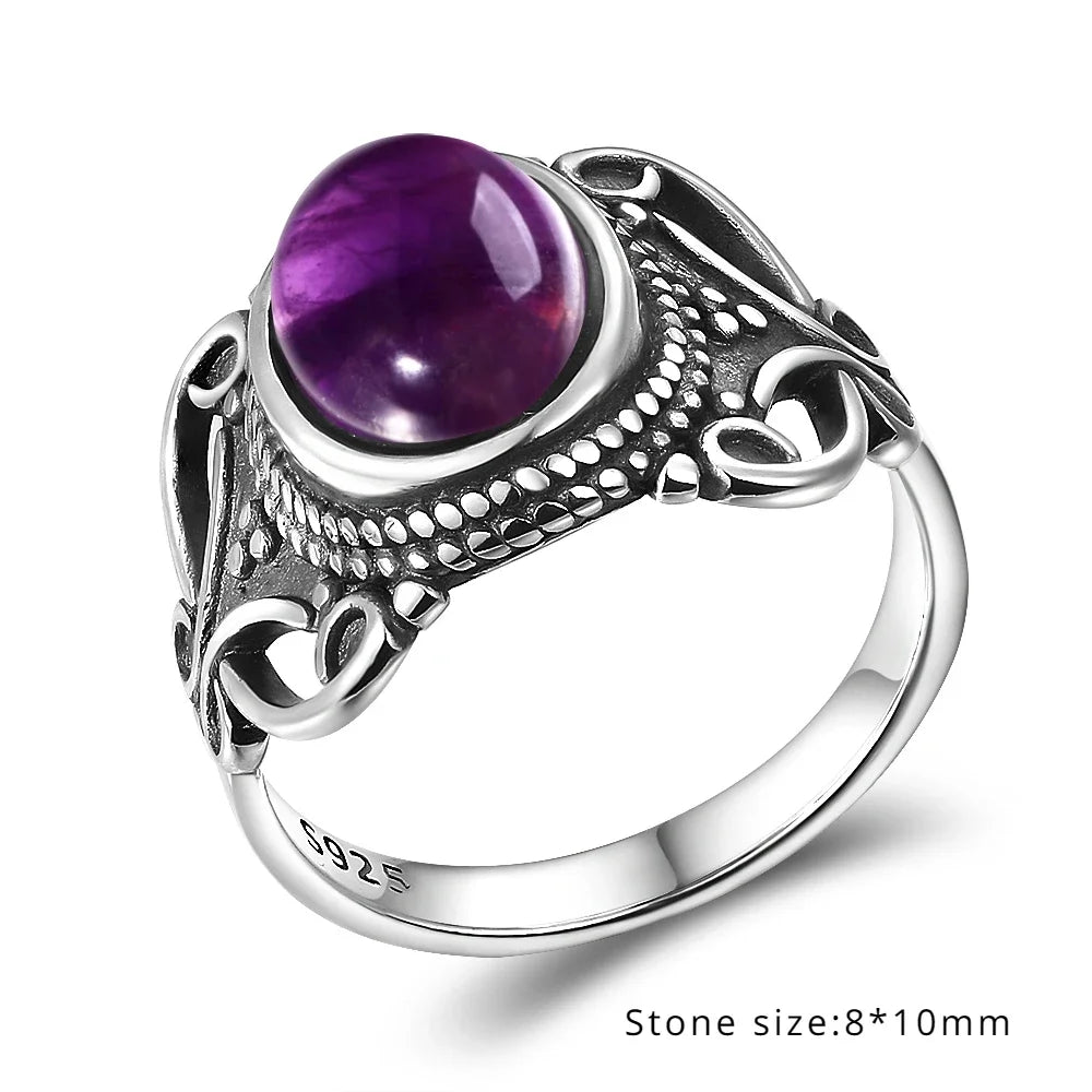 Bague Vintage en Améthyste Naturelle, Argent S925