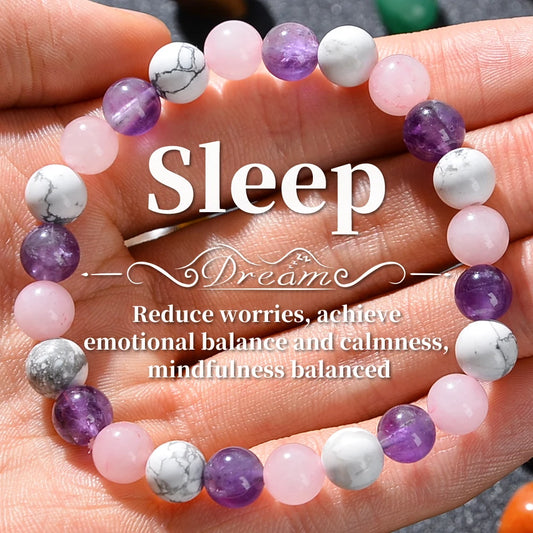 Bracelet de Sommeil Aura en Perles Naturelles, 8mm