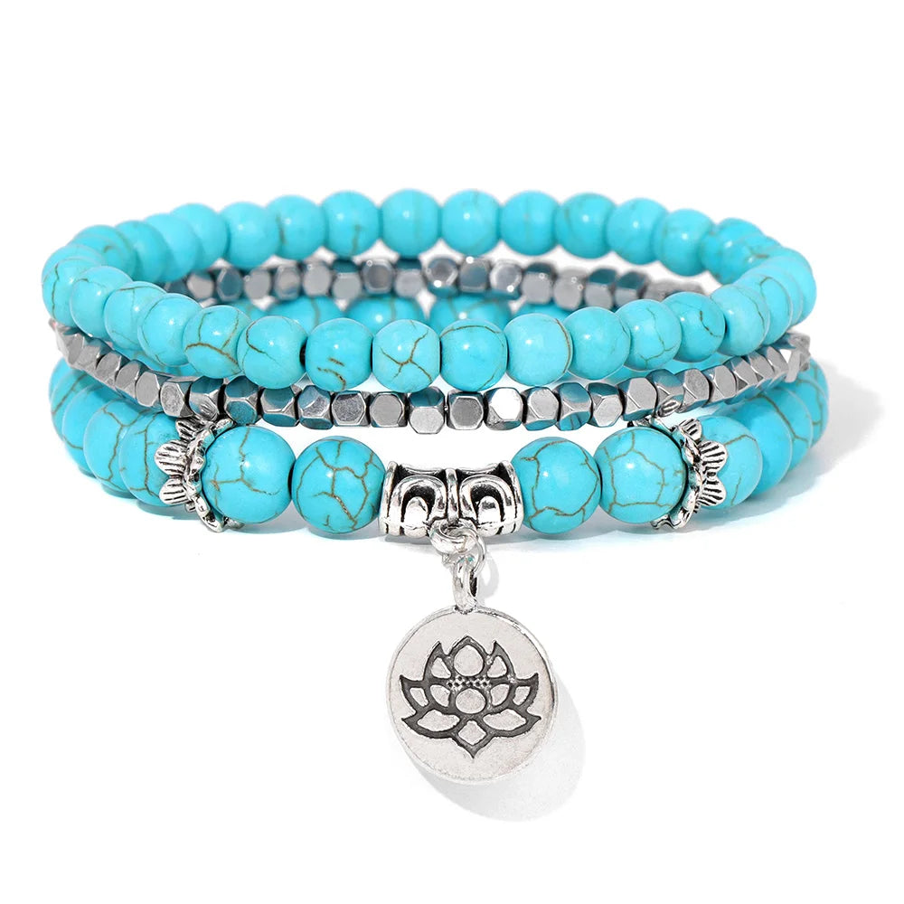 Bracelet en Turquoise Naturelle, Style Bohème