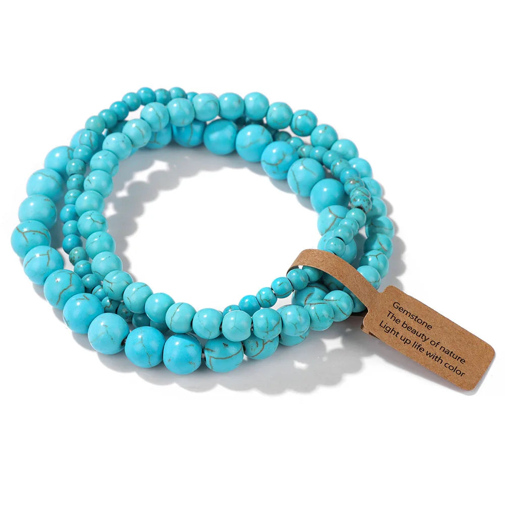 Bracelet en Turquoise Naturelle, Style Bohème