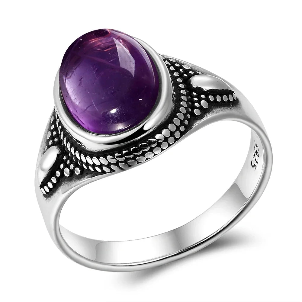 Bague Vintage en Améthyste Naturelle, Argent S925