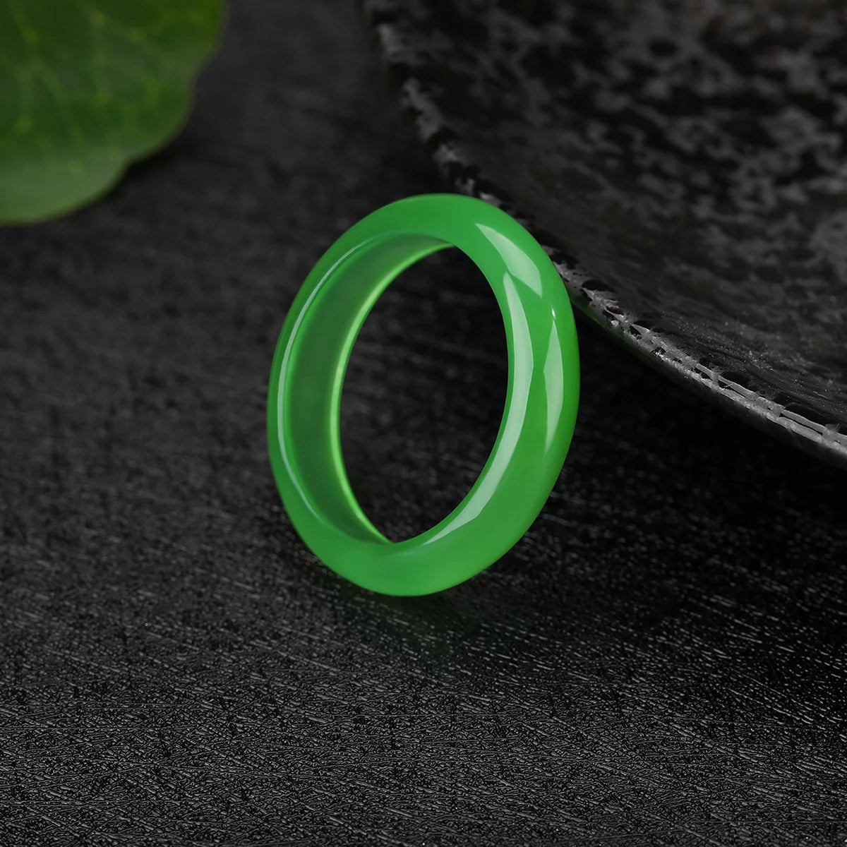 Bague en Jade Vert Naturel, 6mm, Porte-Bonheur