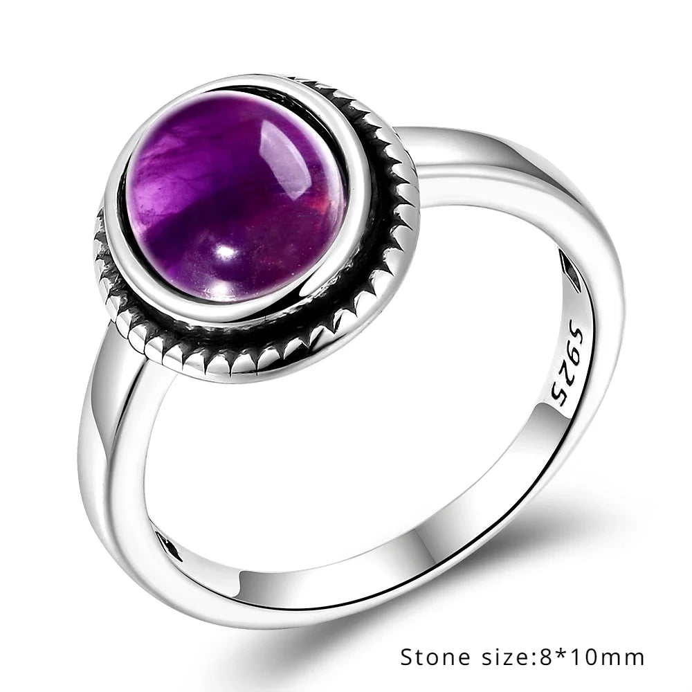 Bague Vintage en Améthyste Naturelle, Argent S925