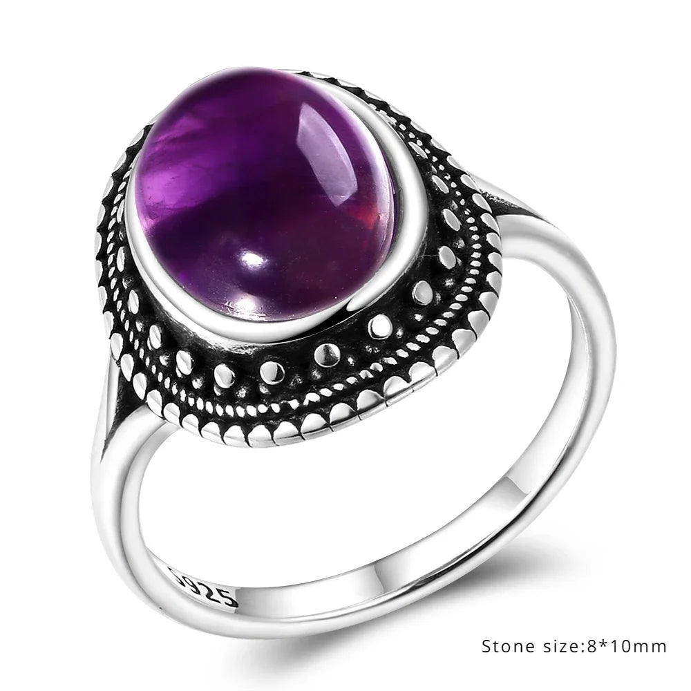 Bague Vintage en Améthyste Naturelle, Argent S925