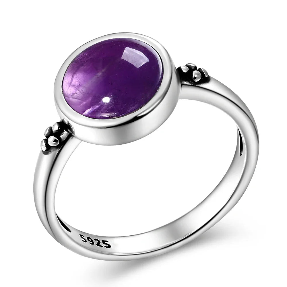 Bague Vintage en Améthyste Naturelle, Argent S925