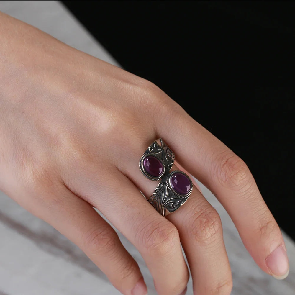Bague Vintage en Améthyste Naturelle, Argent S925
