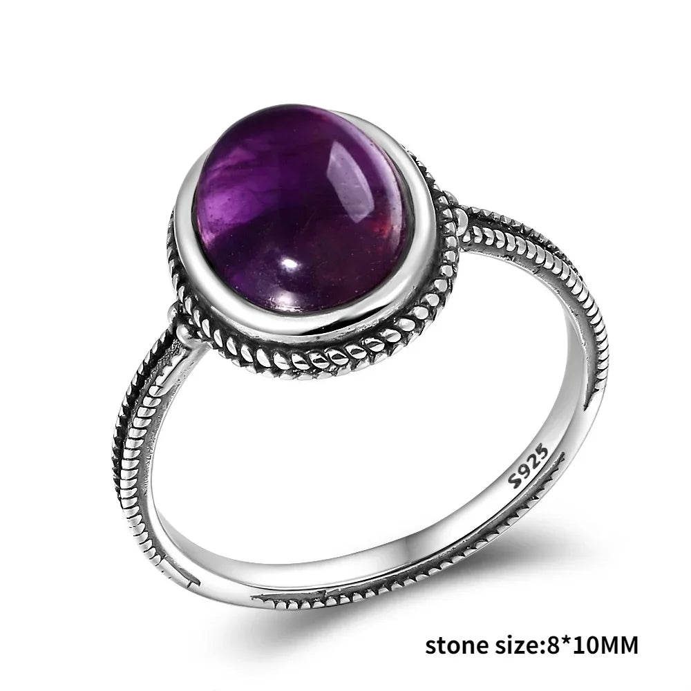 Bague Vintage en Améthyste Naturelle, Argent S925
