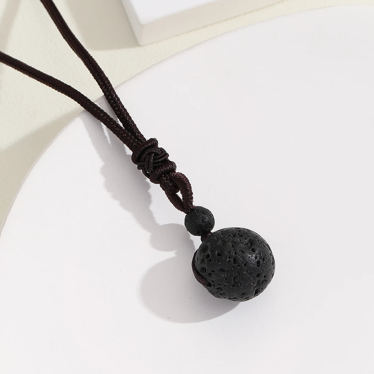 Collier Pendentif Rond en Pierre Naturelle
