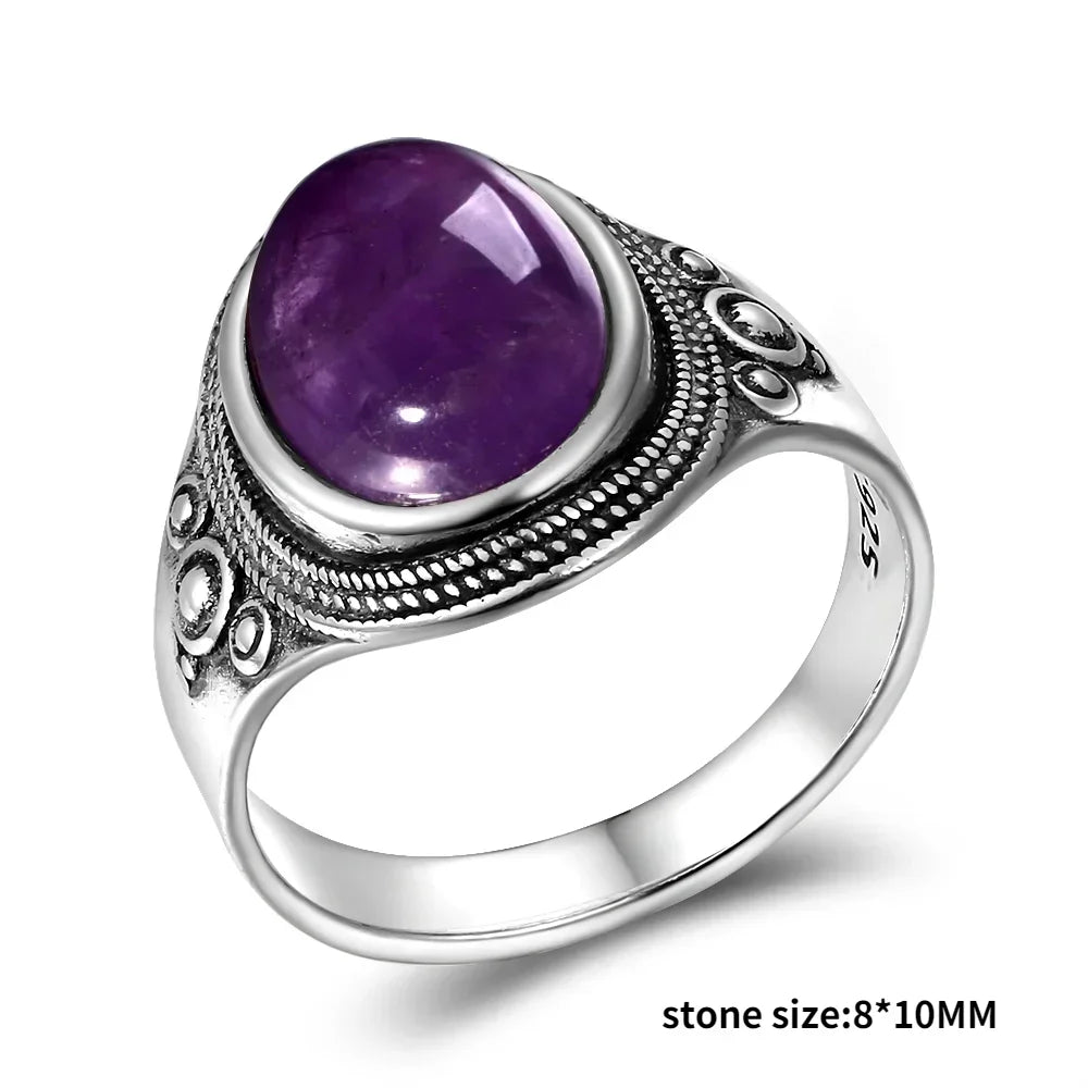 Bague Vintage en Améthyste Naturelle, Argent S925