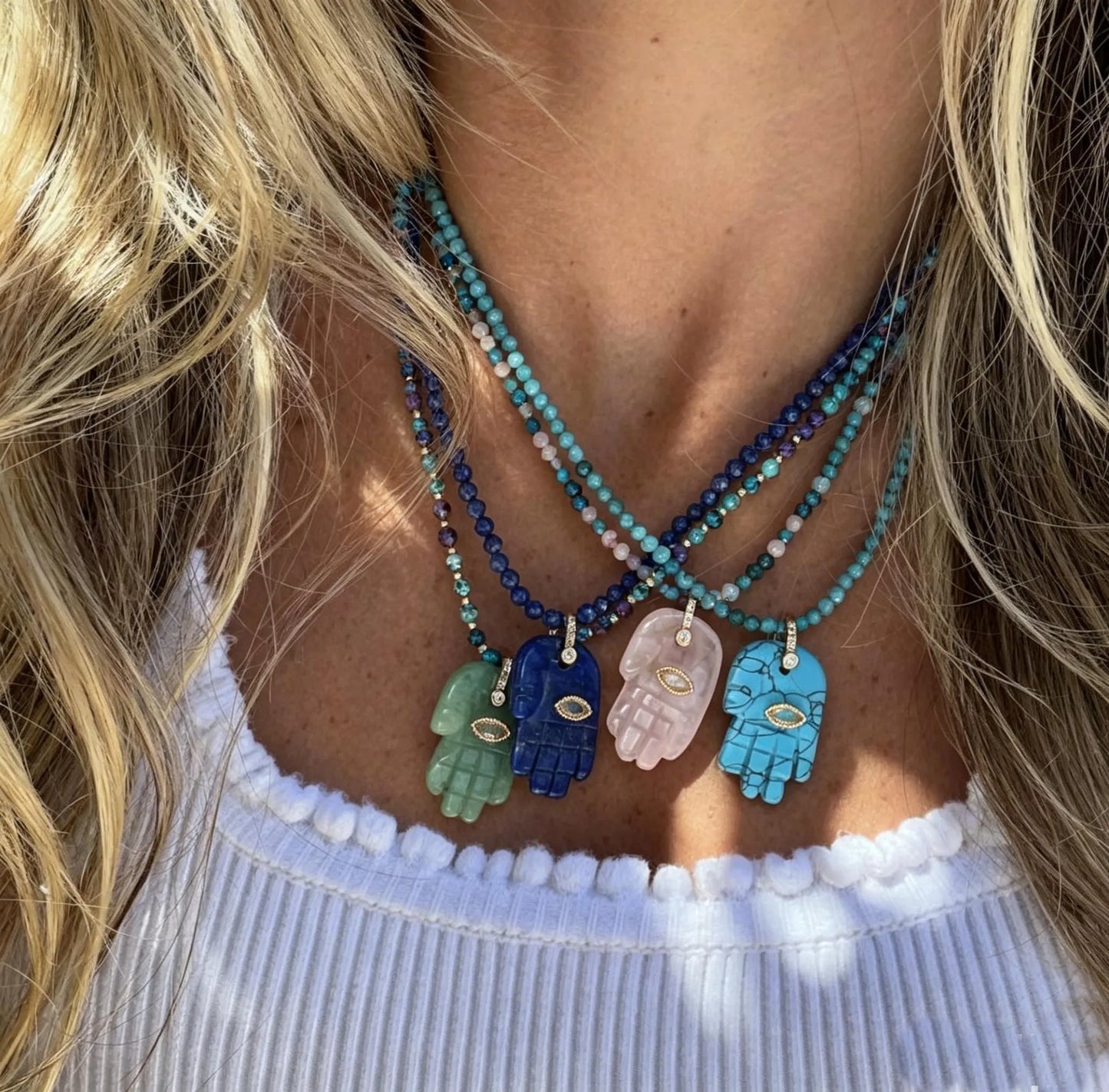 Collier Poisson Pivotant en Pierre Naturelle