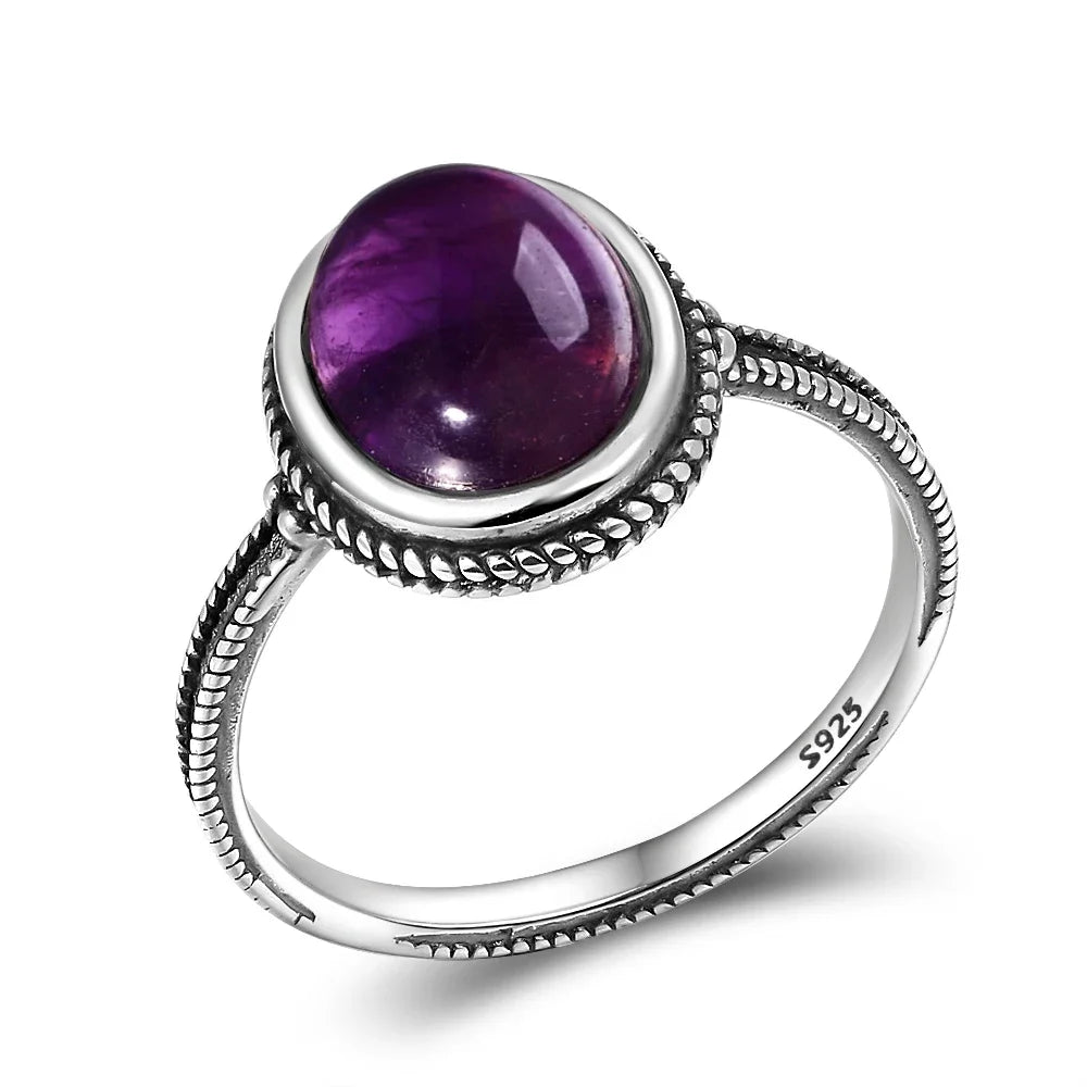 Bague Vintage en Améthyste Naturelle, Argent S925