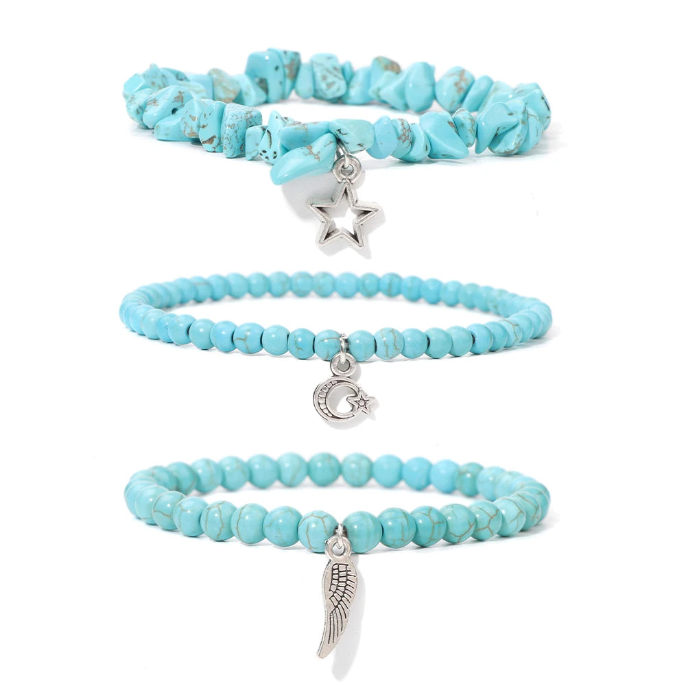 Bracelet en Turquoise Naturelle, Style Bohème