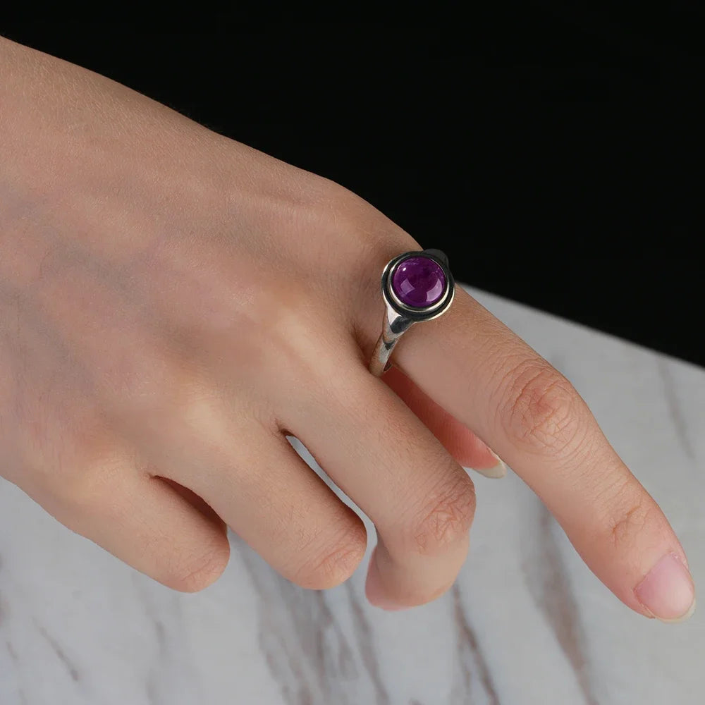 Bague Vintage en Améthyste Naturelle, Argent S925