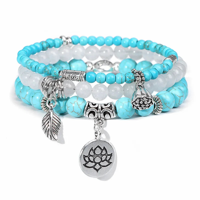 Bracelet en Turquoise Naturelle, Style Bohème