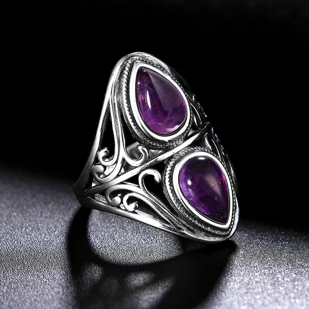Bague Vintage en Améthyste Naturelle, Argent S925