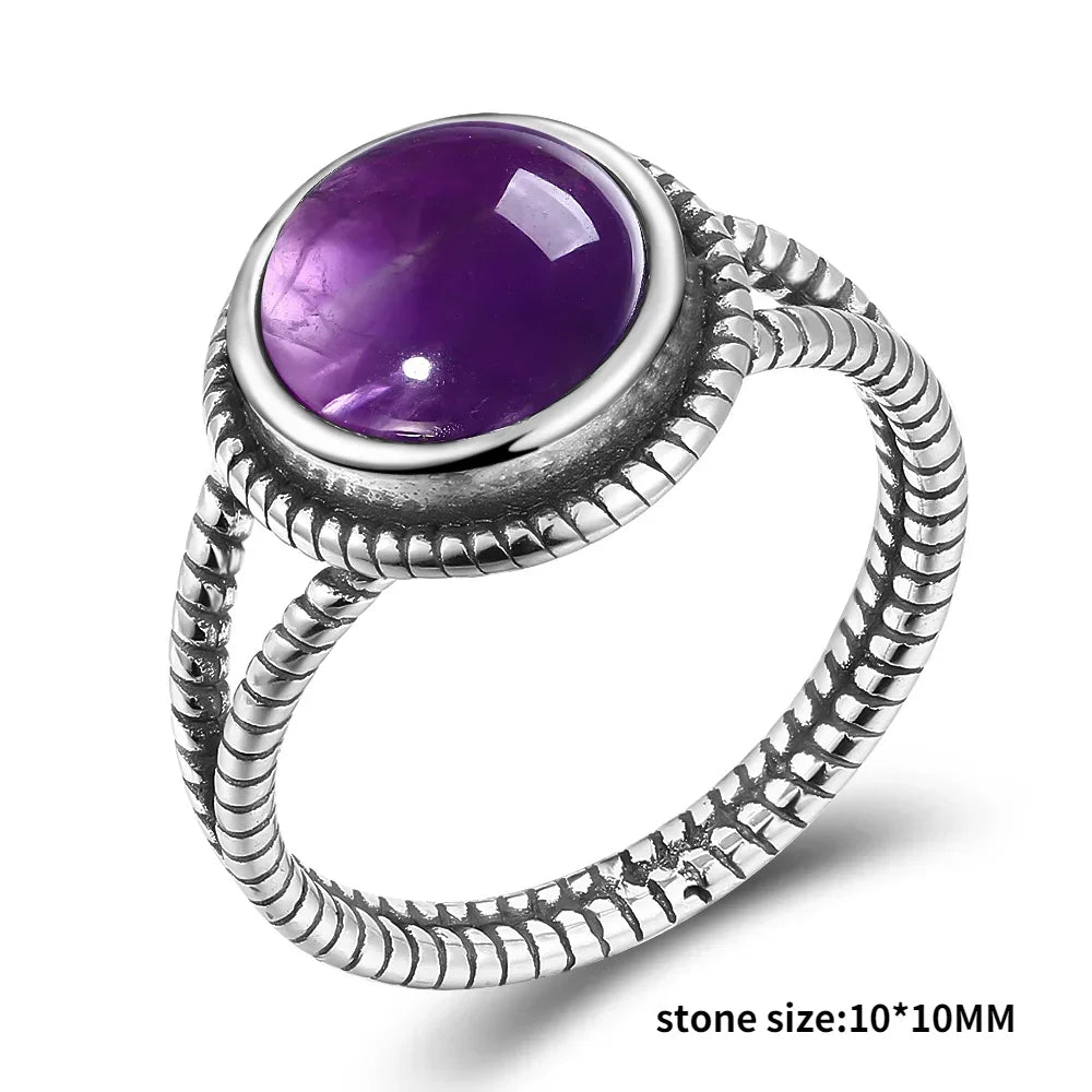 Bague Vintage en Améthyste Naturelle, Argent S925
