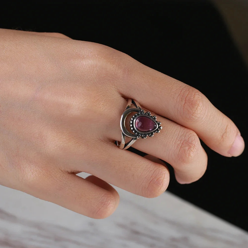 Bague Vintage en Améthyste Naturelle, Argent S925