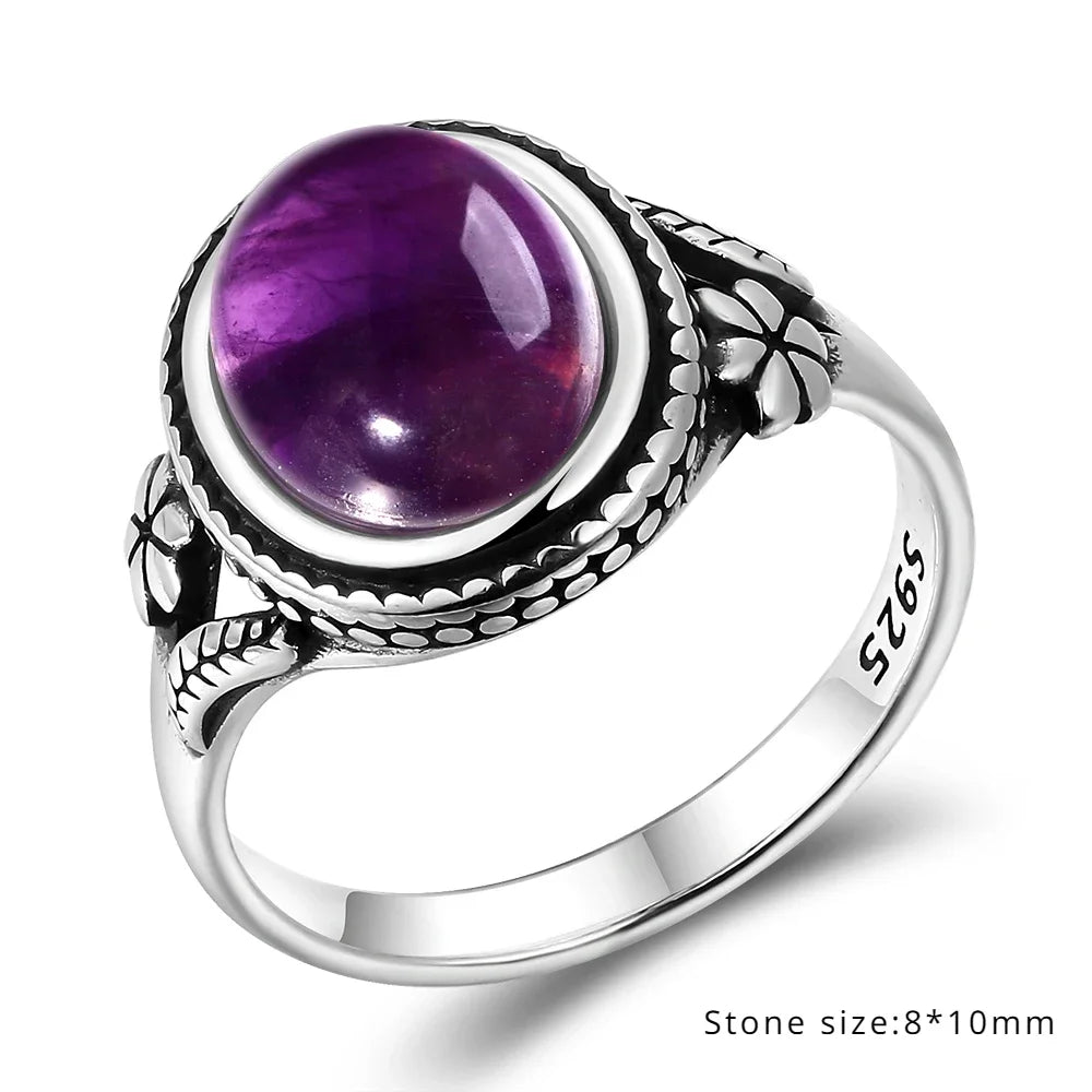 Bague Vintage en Améthyste Naturelle, Argent S925