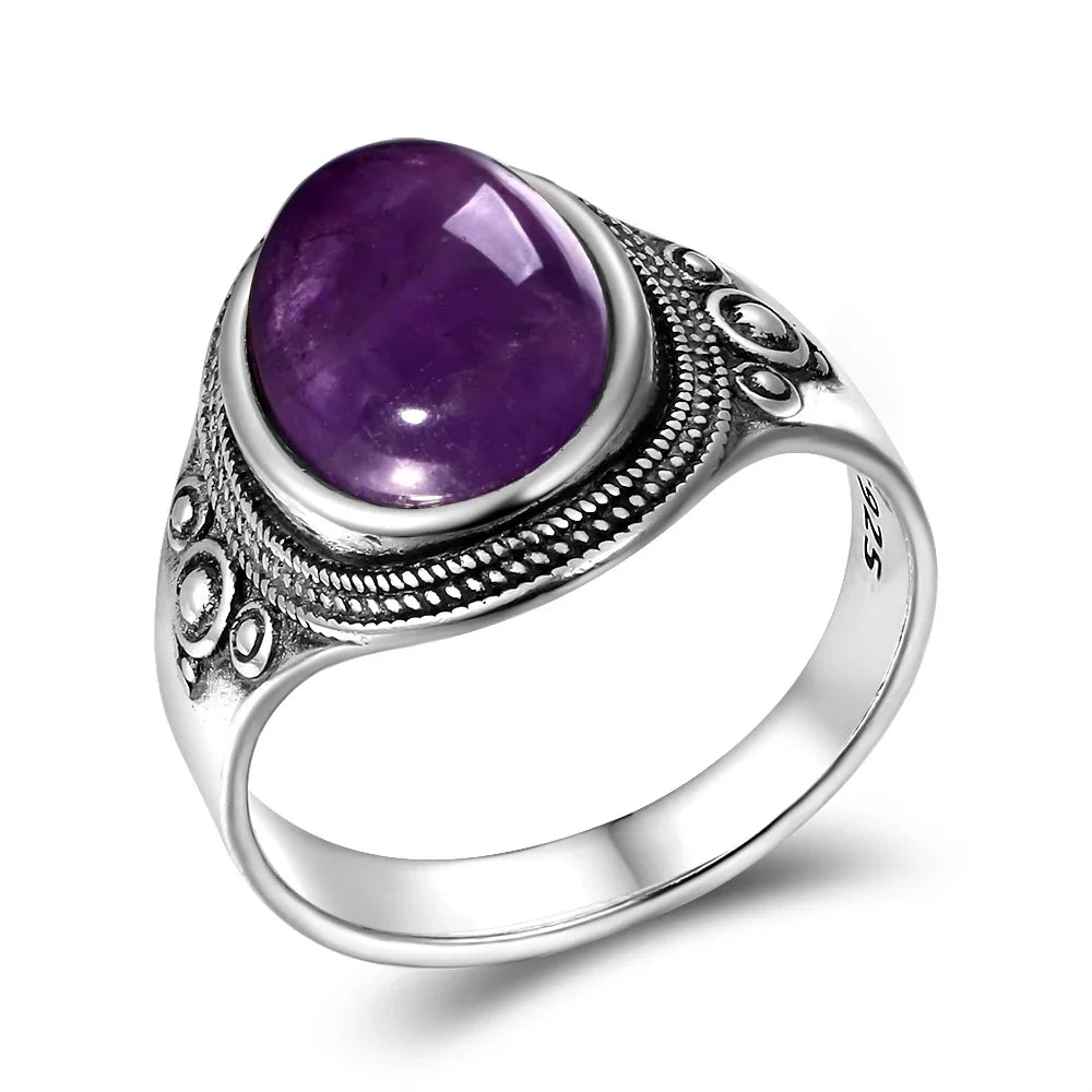 Bague Vintage en Améthyste Naturelle, Argent S925