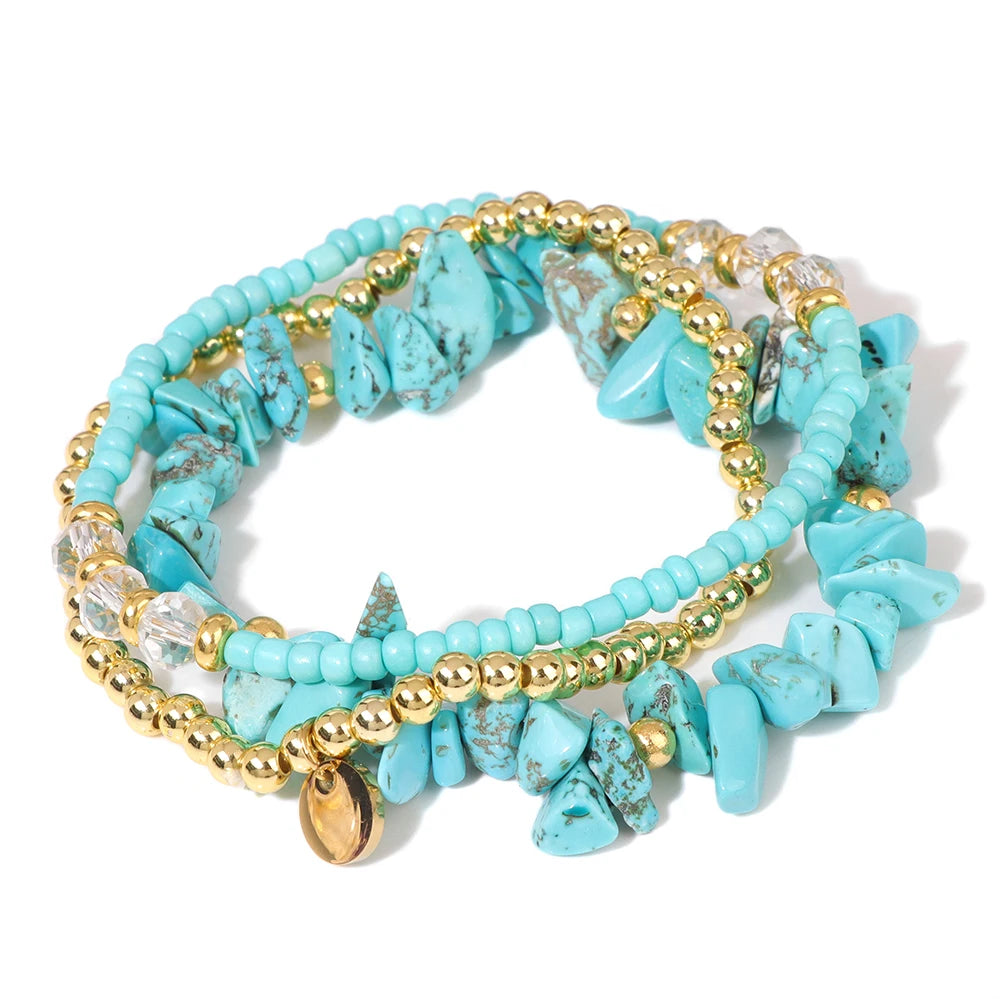 Bracelet en Turquoise Naturelle, Style Bohème