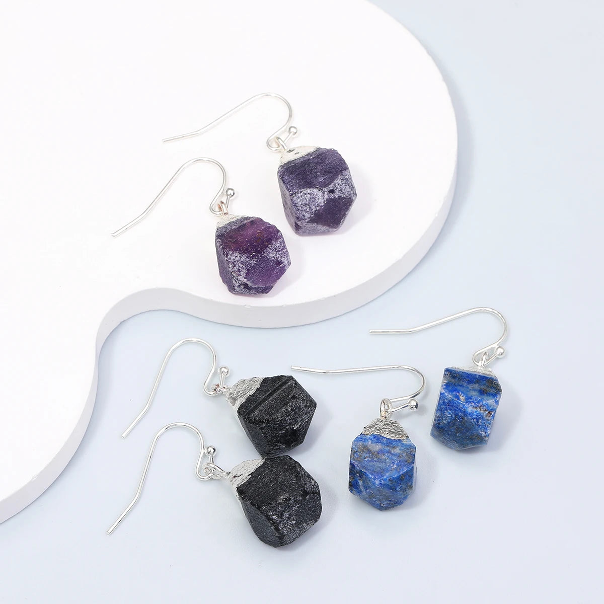 Boucles d'Oreilles en Pierre Naturelle Brute