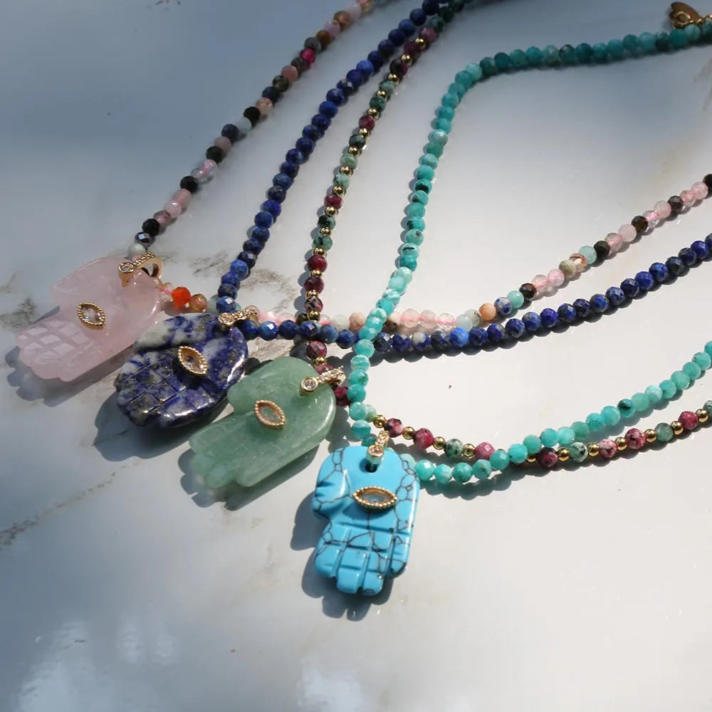 Collier Poisson Pivotant en Pierre Naturelle